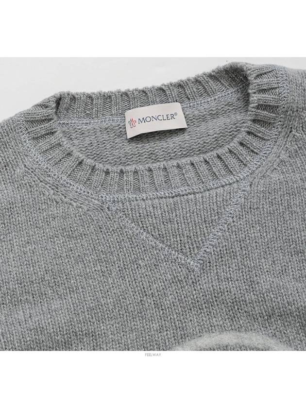 Logo Cashmere Crew Neck Knit Top Dark Grey Melange - MONCLER - BALAAN 6