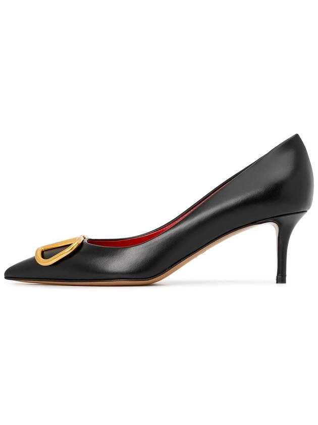 V Logo Signature Leather Pumps Black - VALENTINO - BALAAN 5