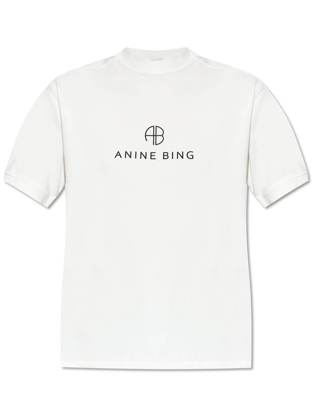 Anine Bing T-shirt With Logo, Women's, Cream - ANINE BING - BALAAN 1