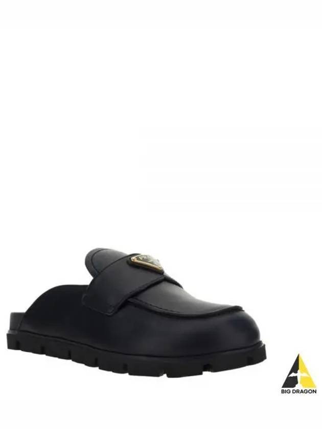 Triangle Logo Leather Mule Black - PRADA - BALAAN 2