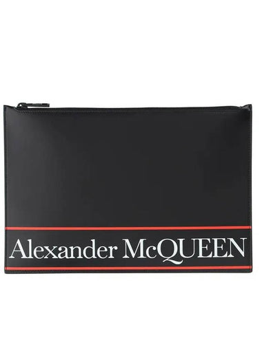 Logo Leather Clutch Bag Black - ALEXANDER MCQUEEN - BALAAN 1