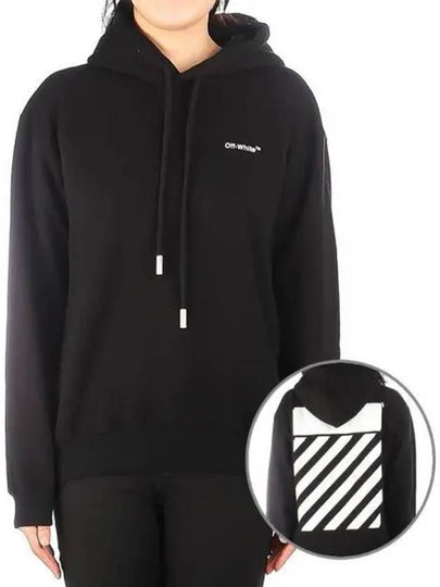 Diagonal Logo Print Hoodie Black - OFF WHITE - BALAAN 2