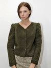 Curling Crop Cardigan Khaki - DAMAGE MNEMONIC - BALAAN 1