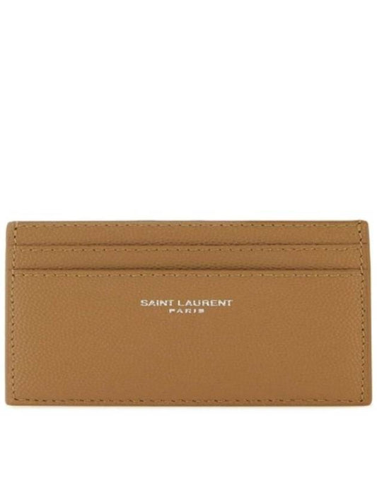 Logo Detail Calfskin Card Wallet Teakwood - SAINT LAURENT - BALAAN 2