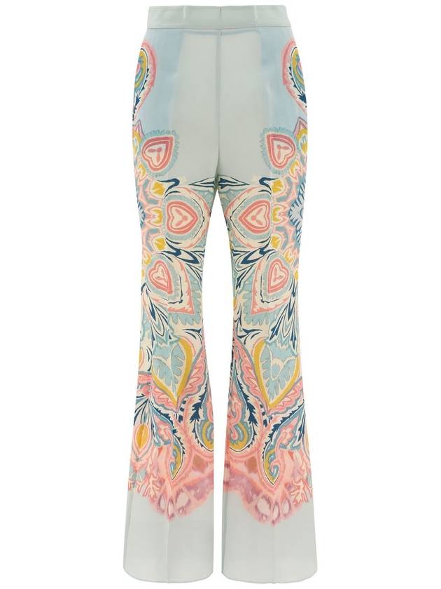 Women's Printed Silk Perlacho Straight Pants Light Blue - ETRO - BALAAN 2