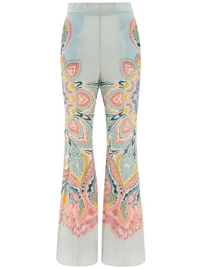 Women's Printed Silk Perlacho Straight Pants Light Blue - ETRO - BALAAN 2