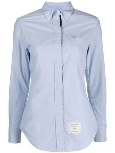 Women's Hidden Three Stripes Oxford Classic Shirt Sky Blue - THOM BROWNE - BALAAN 2