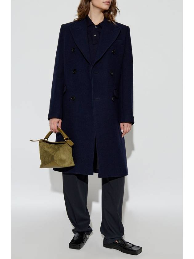 Ami Alexandre Mattiussi Wool Coat, Women's, Navy Blue - AMI - BALAAN 2