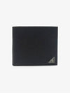 Triangle Logo Saffiano Half Wallet Black - PRADA - BALAAN 2