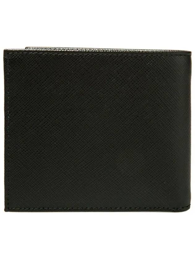 Triangle Logo Saffiano Half Wallet Black - PRADA - BALAAN 4