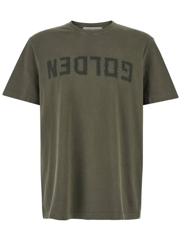 Golden Lettering Cotton Short Sleeve T-Shirt Olive Green - GOLDEN GOOSE - BALAAN 2