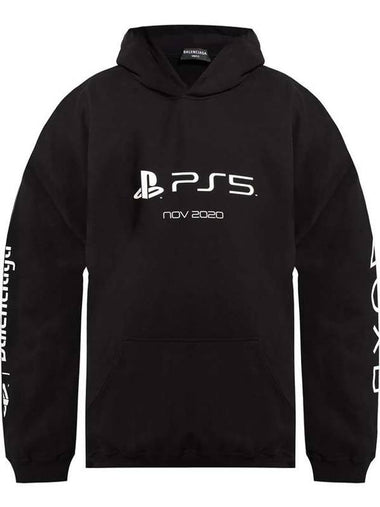 PS5 Boxy Logo Print Overfit Hoodie Black - BALENCIAGA - BALAAN 1