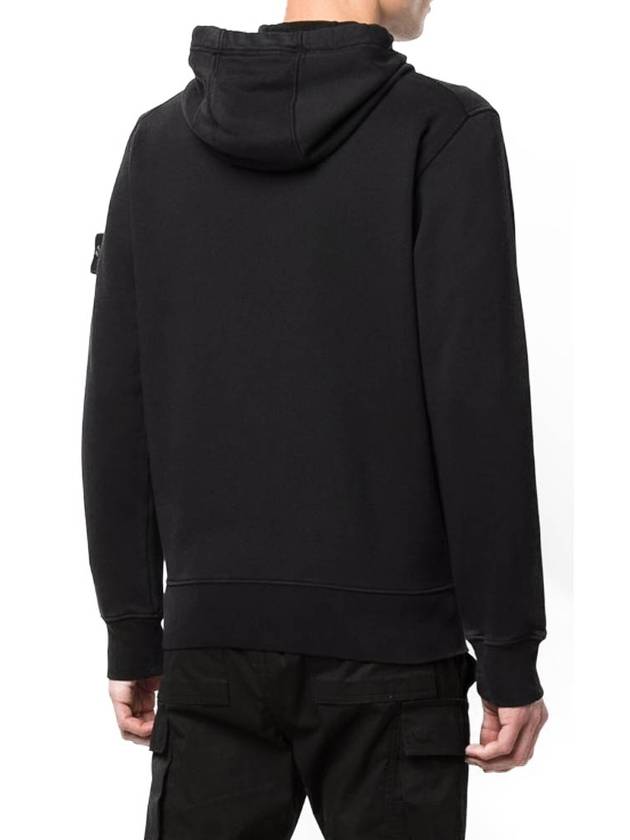 Men's Wappen Patch Fleece Zip Up Hoodie Black - STONE ISLAND - BALAAN 4