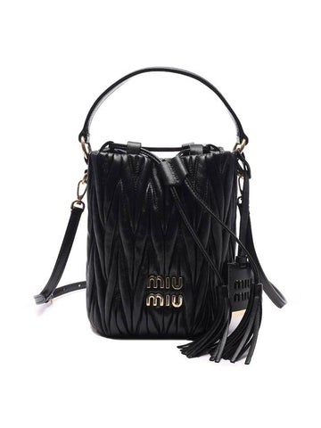 Matelasse Nappa Leather Bucket Bag Black - MIU MIU - BALAAN 1