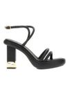 Baguette Criss Cross Strap Sandals Heel Black - FENDI - BALAAN 1