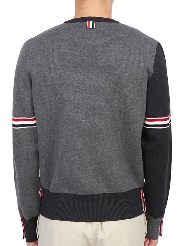 RWB Striped Crew Neck Knit Top Grey - THOM BROWNE - BALAAN 7