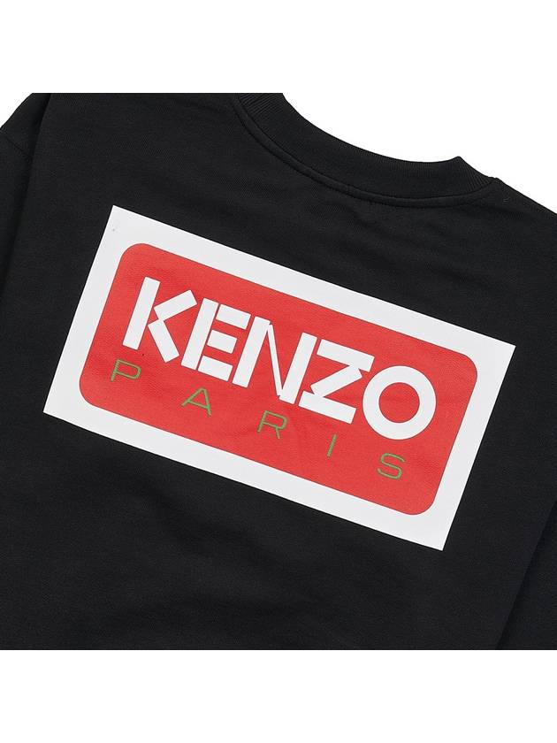 Paris Logo Crew Neck Classic Fit Cotton Sweatshirt Black - KENZO - BALAAN 10