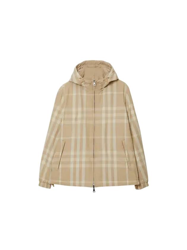 Check Nylon Reversible Hooded Jacket Soft Fawn - BURBERRY - BALAAN 2