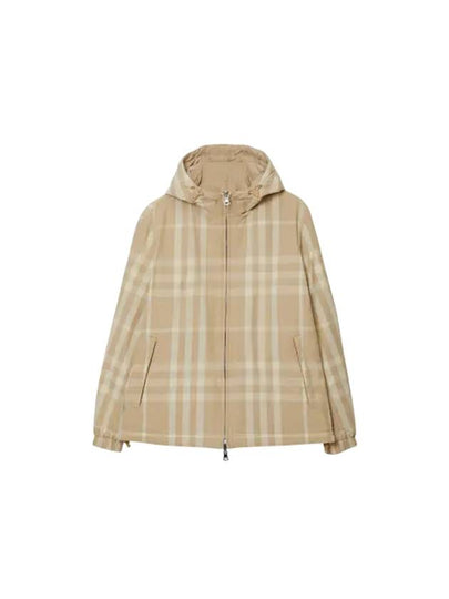 Check Nylon Reversible Hooded Jacket Soft Fawn - BURBERRY - BALAAN 2