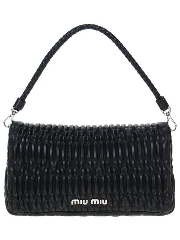 Crystal Cloque Nappa Leather Shoulder Bag Black Gold - MIU MIU - BALAAN 5