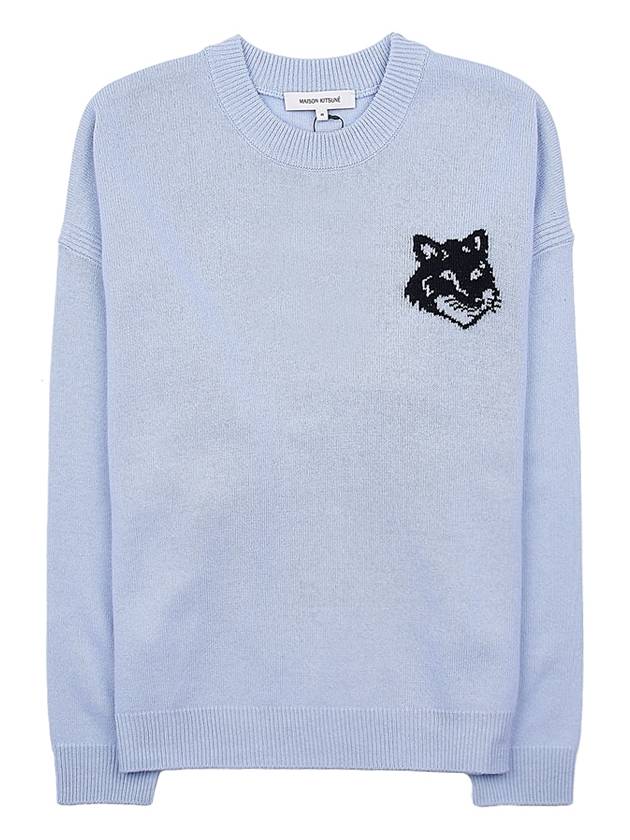 Maison Kitsune Fox Head Wool Knit LM00819KT1063 SKY BLUE - MAISON KITSUNE - BALAAN 10