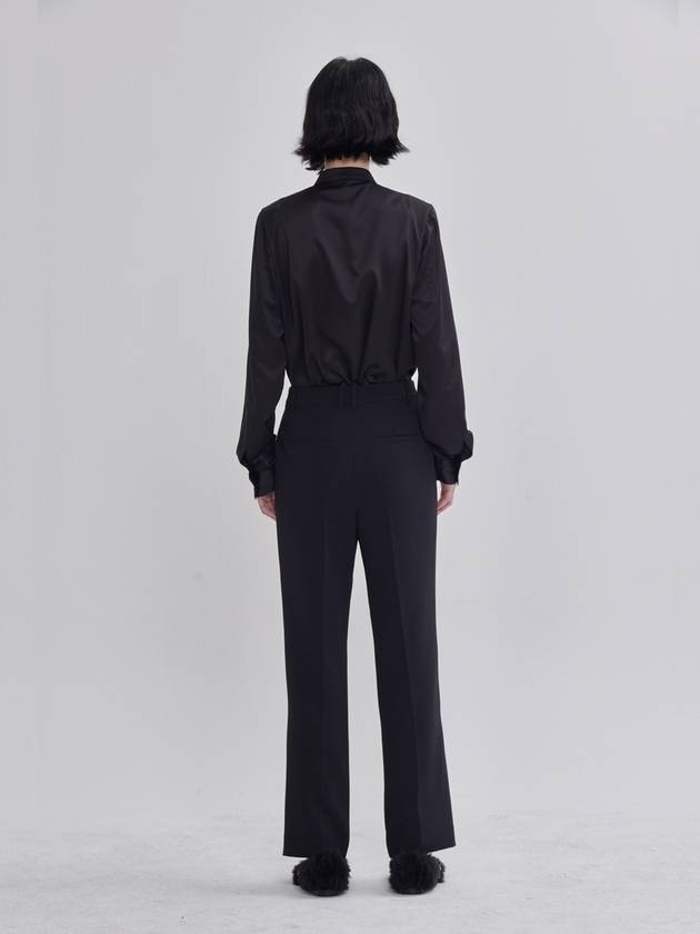 pleated detail satin blouse black - LIE - BALAAN 6