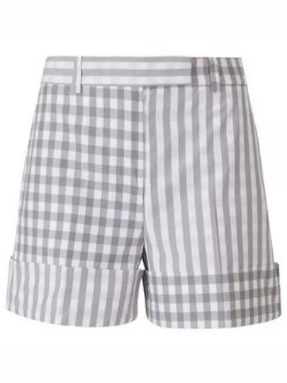 Gingham Check Double Face Poplin Shorts Medium Grey - THOM BROWNE - BALAAN 2