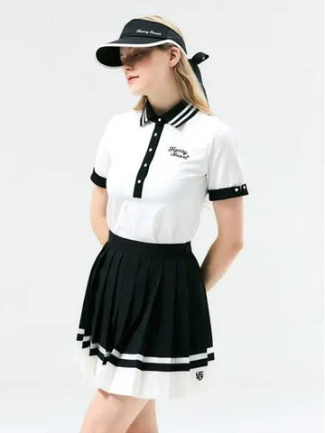 Golf color combination pleated skirt black - HENRY STUART - BALAAN 1