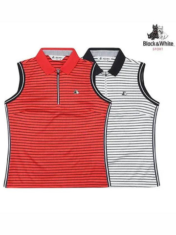 Striped Sleeveless T-Shirt9817LSXP - BLACK&WHITE - BALAAN 1