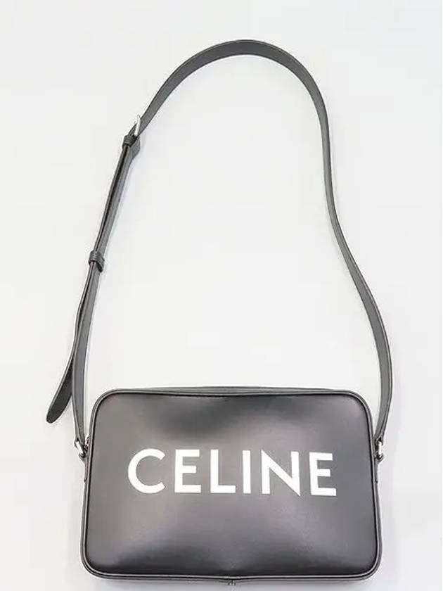 194503DOT Black Leather Logo Print Horizontal Messenger Medium Cross Bag - CELINE - BALAAN 4