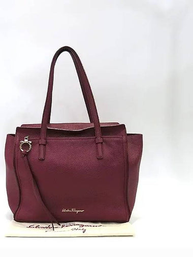 Ferragamo 21 F216 Purple Leather Gancini Logo AMY Shoulder Bag - SALVATORE FERRAGAMO - BALAAN 1