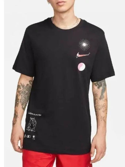 Men's Logo Graphic Print Short Sleeve T-Shirt Black - NIKE - BALAAN 2