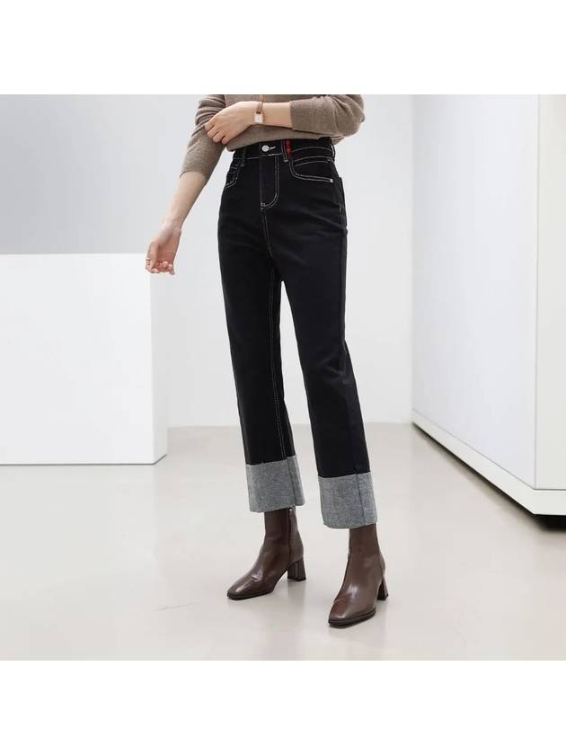 Mylene hidden banding brushed roll up denim pants - MONO AT.D - BALAAN 4