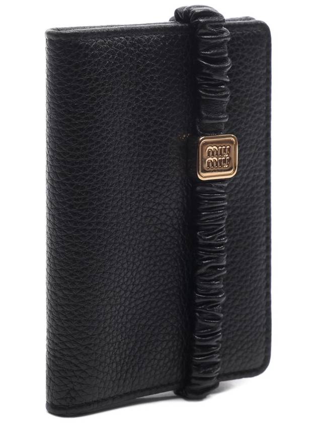 Logo Plaque Bifold Wallet Black - MIU MIU - BALAAN 4