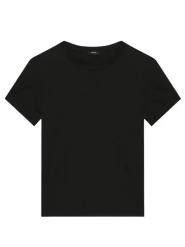 Women's Tiny Cotton Short Sleeve T-Shirt Black - THEORY - BALAAN 2