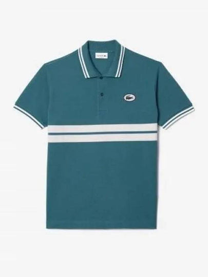 Men s Color Tipping Puff Badge Match Polo Moss Green 1285964 - LACOSTE - BALAAN 1