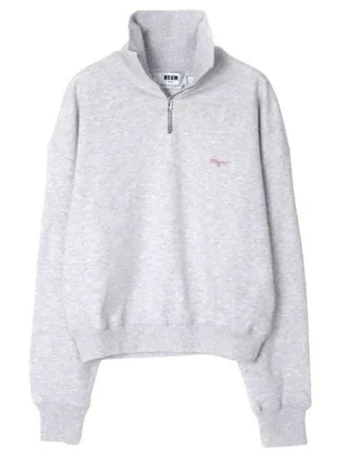 Micro logo embroidered half zip sweatshirt - MSGM - BALAAN 1