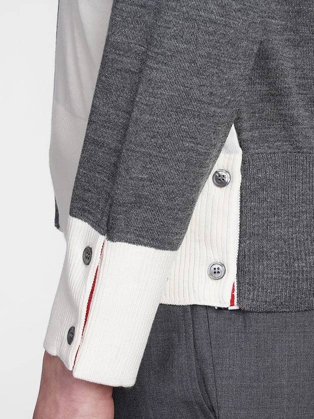 Men's Sustainable Classic Diagonal Wool Cardigan Tonal Grey - THOM BROWNE - BALAAN 8