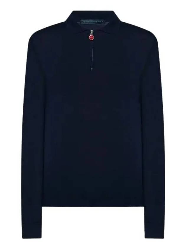 Half Zip Wool Knit Top Navy - KITON - BALAAN 3