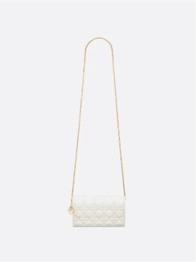 Lady Cannage Lambskin Chain Pouch Bag Latte - DIOR - BALAAN 5