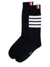 Striped Mid Calf Socks Navy - THOM BROWNE - BALAAN 2