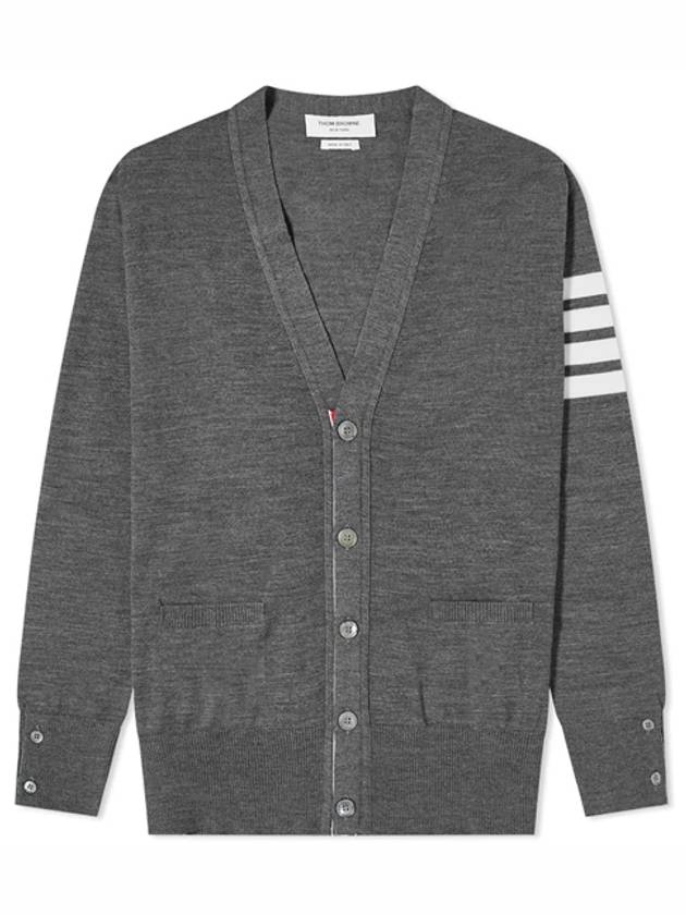 Men's Sustainable Classic Diagonal Wool Cardigan Medium Grey - THOM BROWNE - BALAAN 2