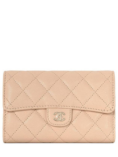 Light beige gold classic caviar flap medium wallet AP0232 00071 - CHANEL - BALAAN 1