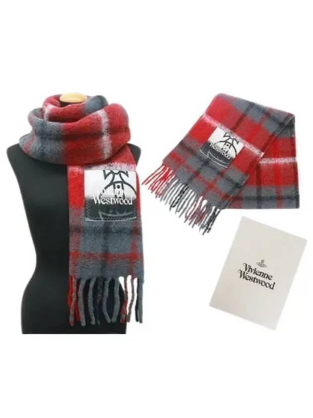 Tartan Check Alpaca Wool Muffler Red - VIVIENNE WESTWOOD - BALAAN 2