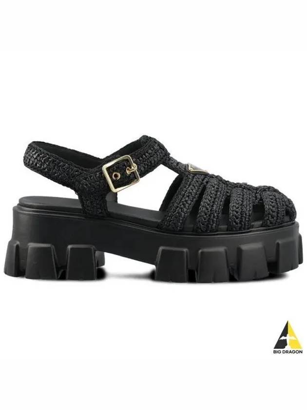 Monolith Crochet Cage Sandals Black - PRADA - BALAAN 2