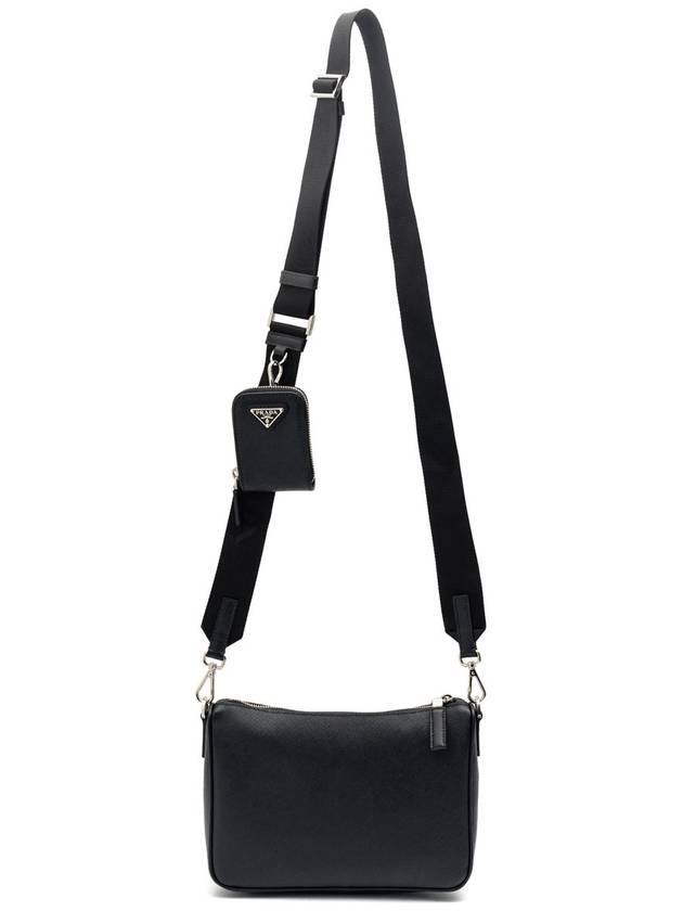 Triangle Logo Saffiano Leather Cross Bag Black - PRADA - BALAAN 4