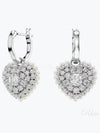 Hyperbola Heart Crystal Pearl Drop Earrings Silver - SWAROVSKI - BALAAN 2