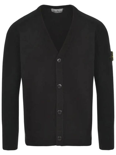 Wappen Patch V-Neck Cardigan Black - STONE ISLAND - BALAAN 2