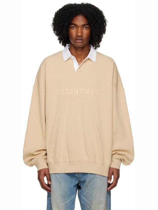 Waffle Henry Rugby Polo Shirt SAND Beige 192BT222014F - FEAR OF GOD ESSENTIALS - BALAAN 1