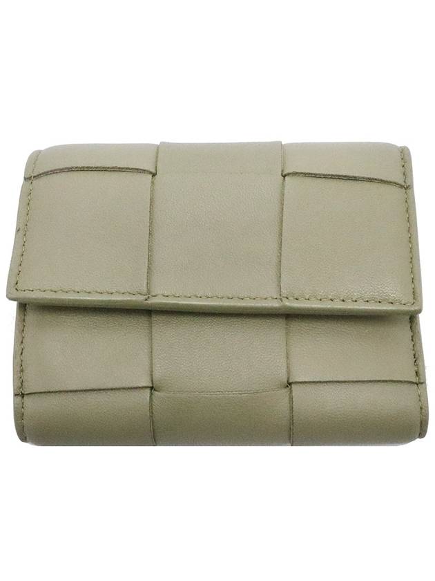 Women s Bottega Veneta 651372 Khaki Lambskin Intrecciato Weaving 3 Stage Folding Zipper Bicycle Wallet gt Half Gangbuk used luxury goods - BOTTEGA VENETA - BALAAN 2